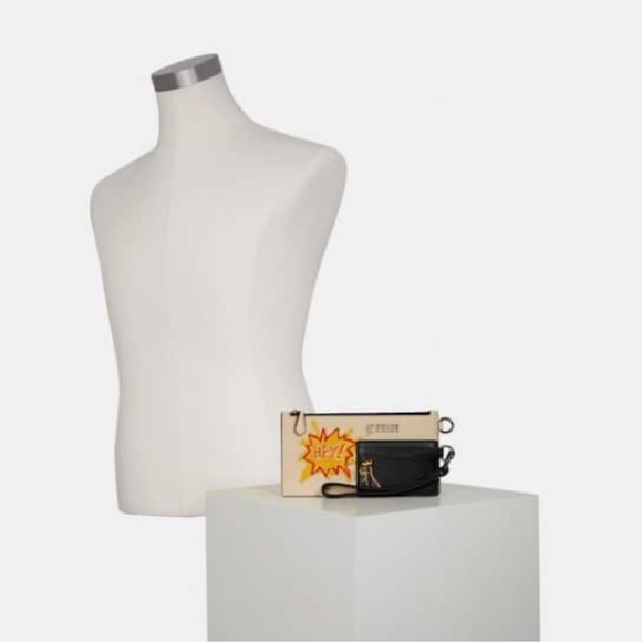 Coach X Jean Michel Basquiat Pouch & Card ID Wallet 2pcs NWOT pebble leather - Picture 2 of 16